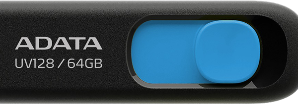 ADATA UV128 Dashdrive Retractable USB 3.0 64GB Blue/Black Flash Drive