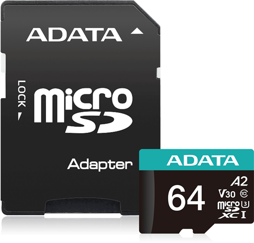 ADATA Premier Pro microSDXC UHS-I U3 A2 V30 Card with Adapter 64GB