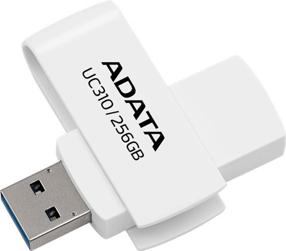 24985-8062408210401-1 ADATA UC310 Swivel USB3.2 256GB White Flash Drive - Image 1