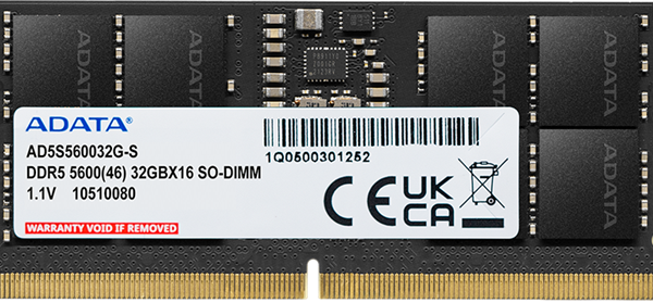 ADATA 8GB DDR5-5600 CL46 SODIMM Lifetime wty